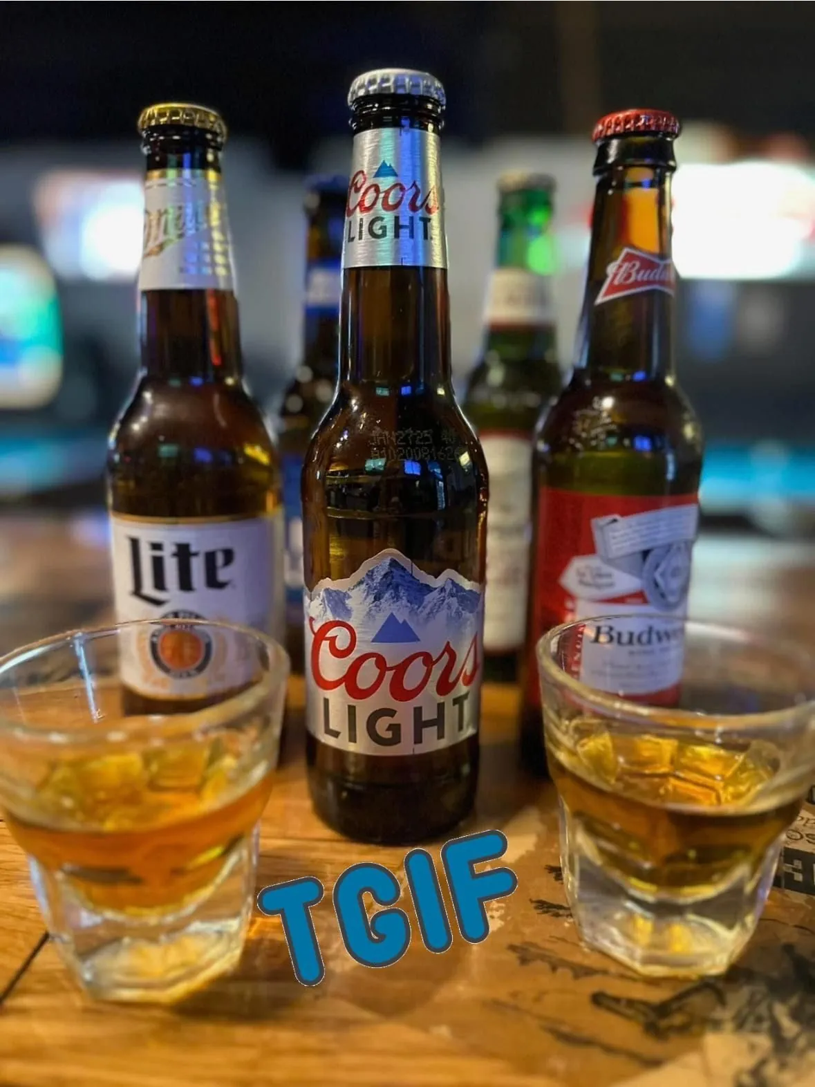 Cold beer and specialty cocktails on the bar