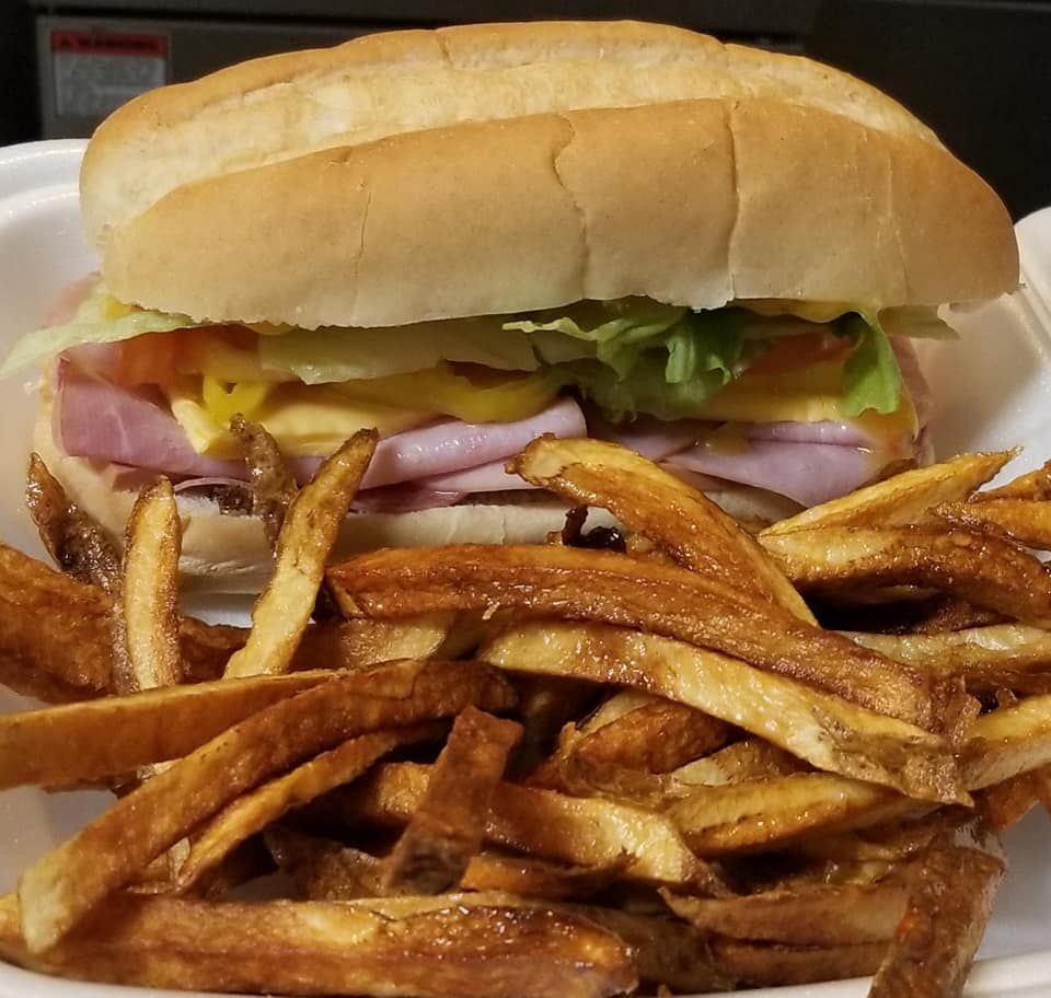 Loaded philly with a pile of fresh-cut fries